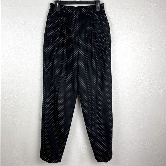 Vintage Christian Dior Tapered High Waist Dot Pattern Black Trouser 14 - Picture 1 of 12